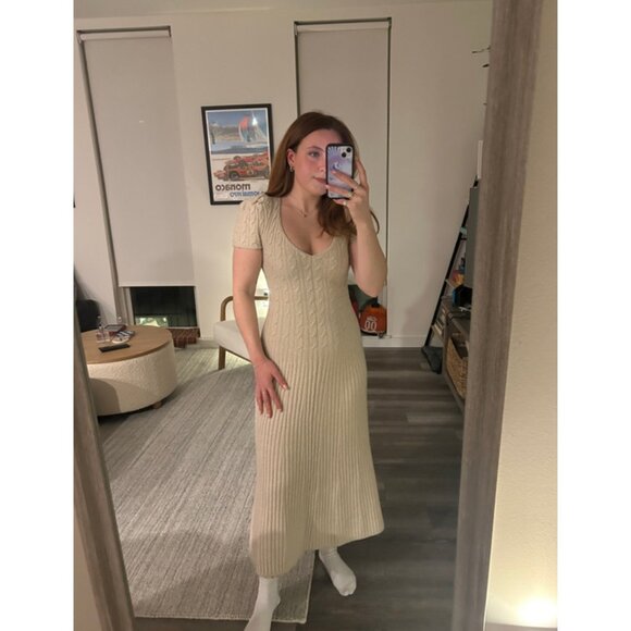 FREE PEOPLE Madsen Midi Dress in Oatmilk Size Large - Picture 13 of 13